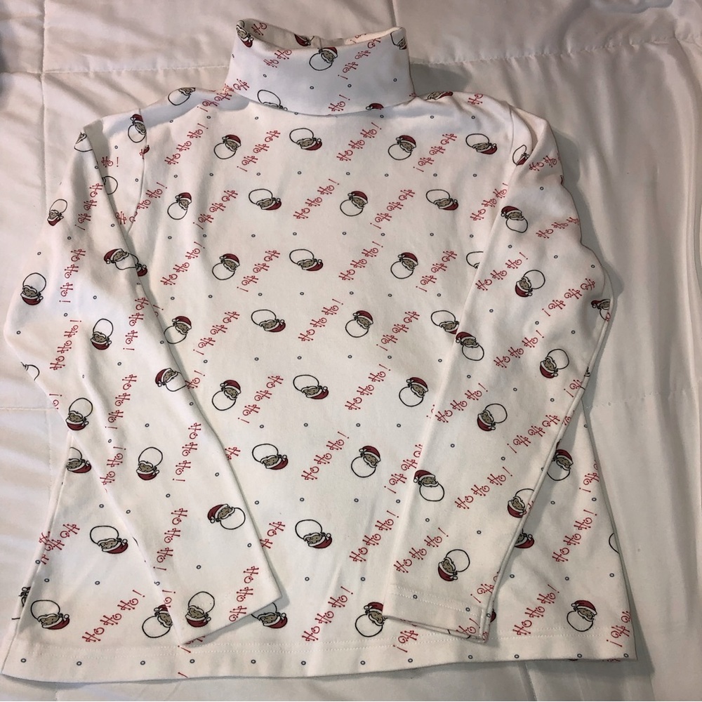 Size M 100% cotton turtleneck by CC Hughes with Santa print